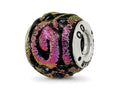 Reflections 925 Sterling Silver Purple Dichroic Glass Bead 11 x 11 mm.