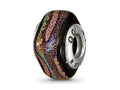 Reflections 925 Sterling Silver Purple Square Dichroic Glass Bead 11 x 9 mm.