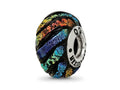 Reflections 925 Sterling Silver Rainbow Swirl Dichroic Glass Bead 14 x 10 mm.