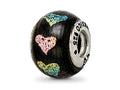 Reflections 925 Sterling Silver Pink/Purple Hearts Dichroic Glass Bead 12 x 9 mm.