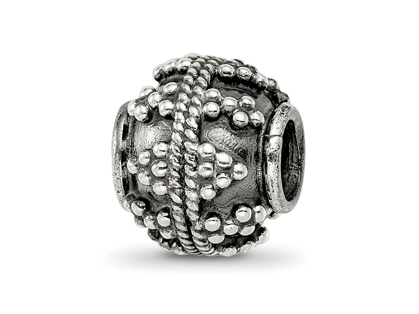 Reflections 925 Sterling Silver Hand Made Decorative Bali Bead 10 x 10 mm.