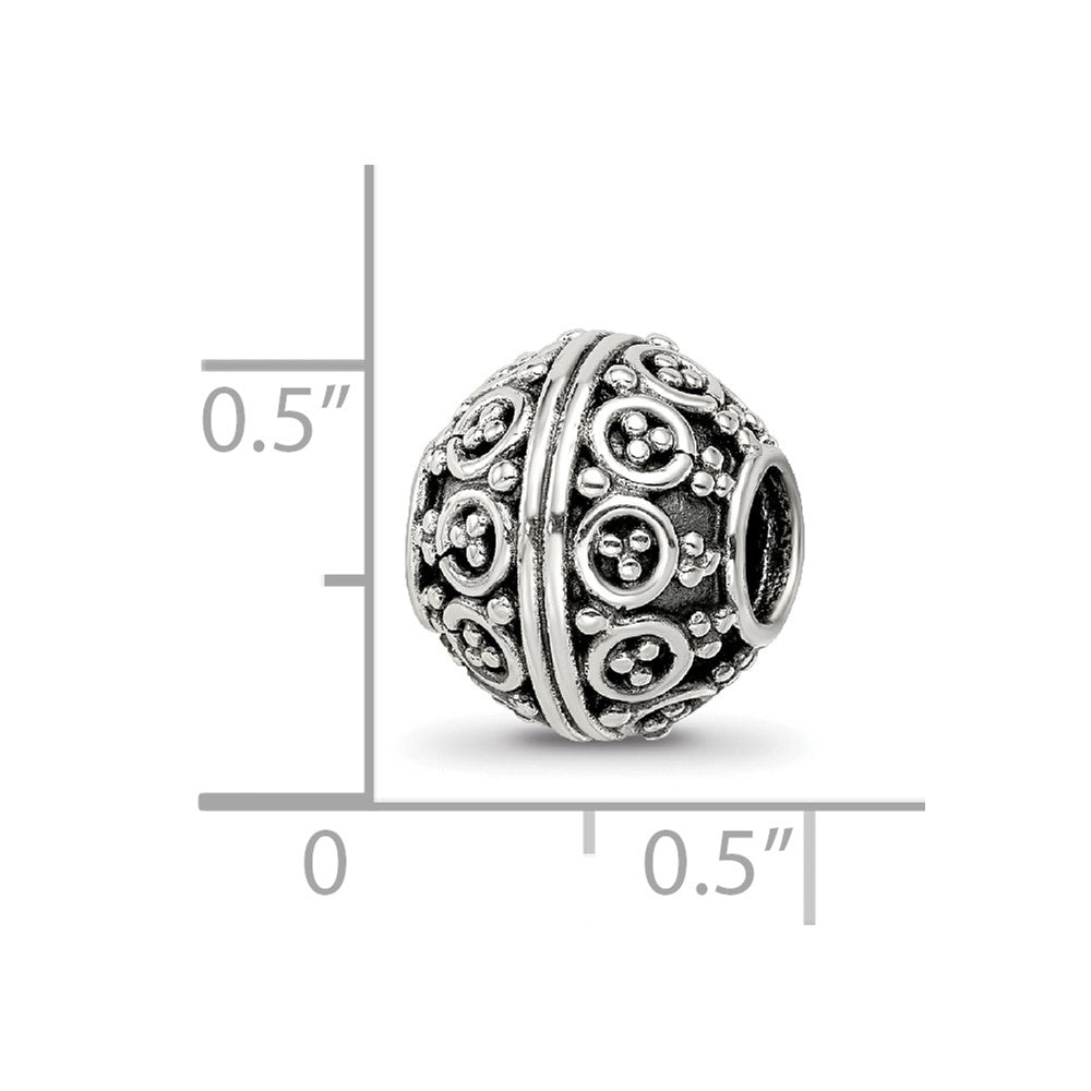 Reflections 925 Sterling Silver Hand Made Decorative Bali Bead 10 x 10 mm.