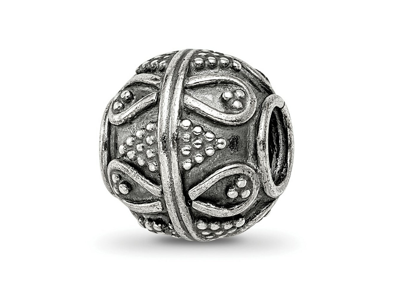 Reflections 925 Sterling Silver Hand Made Decorative Bali Bead 10 x 10 mm.