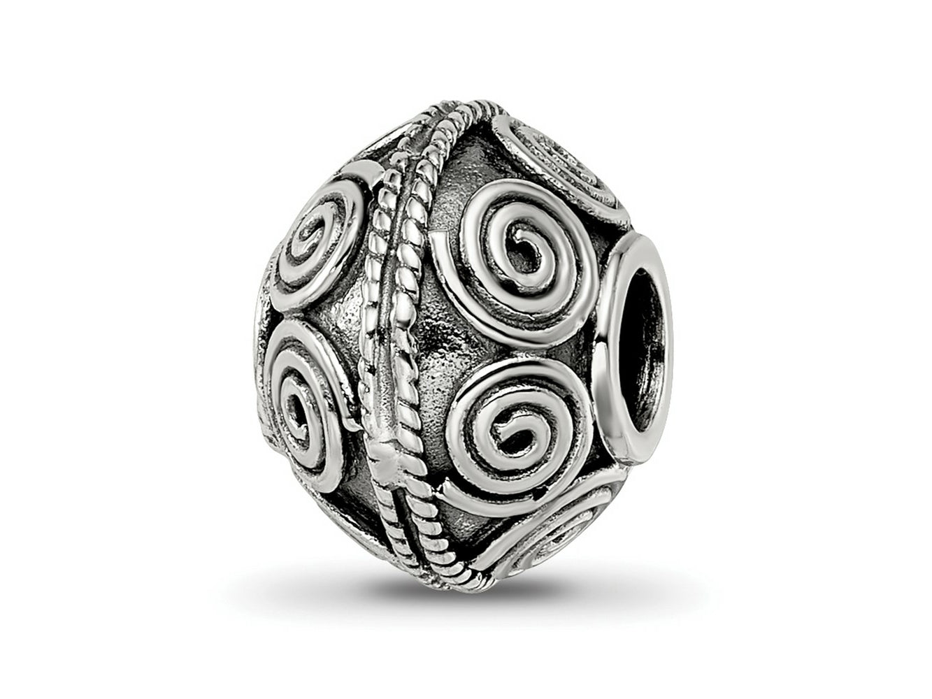 Reflections 925 Sterling Silver Hand Made Decorative Bali Bead 10 x 10 mm.