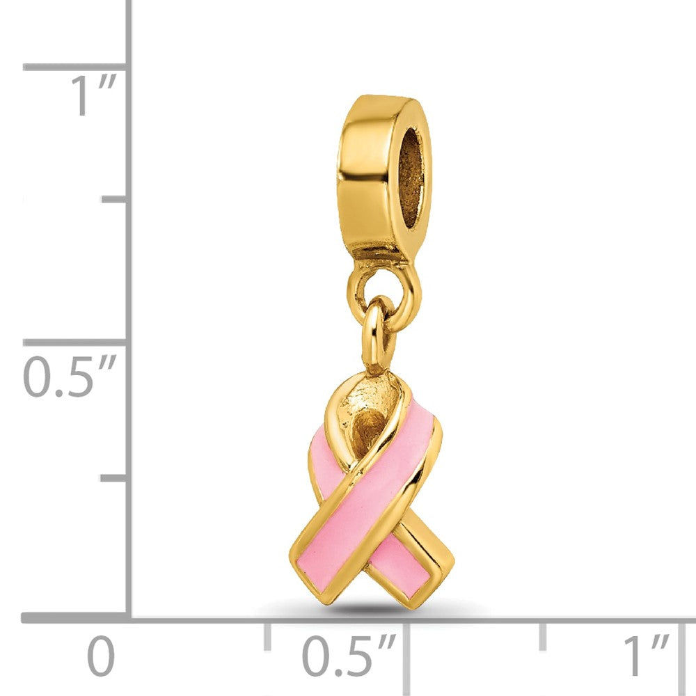 Reflections Gold Plated Silver GP Enameled Awareness Dangle Bead 10 x 2 mm.