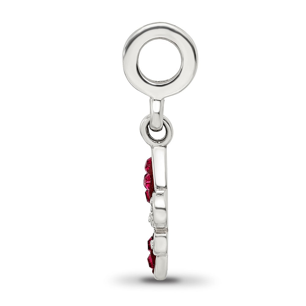 Reflections 925 Sterling Silver Red Preciosa Crystal Fleur De Lis Dangle Bead 22 x 9 mm.