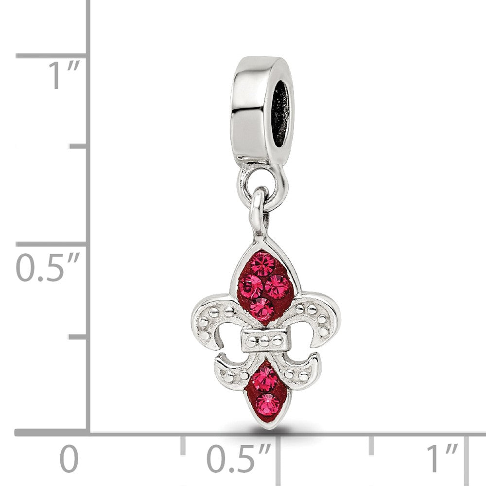 Reflections 925 Sterling Silver Red Preciosa Crystal Fleur De Lis Dangle Bead 22 x 9 mm.
