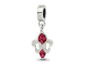 Reflections 925 Sterling Silver Red Preciosa Crystal Fleur De Lis Dangle Bead 22 x 9 mm.