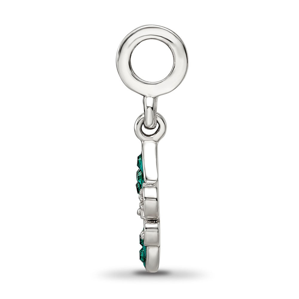 Reflections 925 Sterling Silver Green Preciosa Crystal Fleur De Lis Dangle Bead 22 x 9 mm.