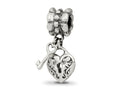 Reflections 925 Sterling Silver Heart and Key Dangle Bead 19 x 8 mm.