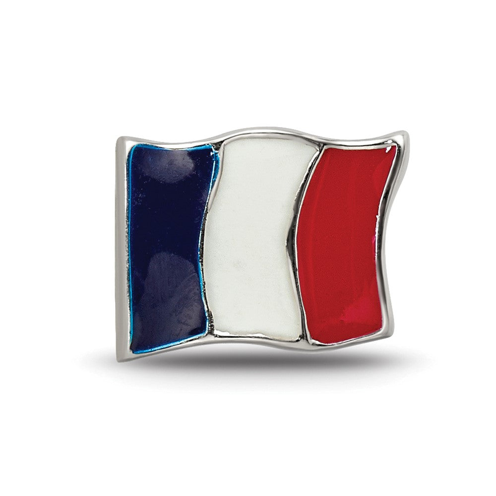 Reflections 925 Sterling Silver Enameled France Flag Bead 7 x 10 mm.