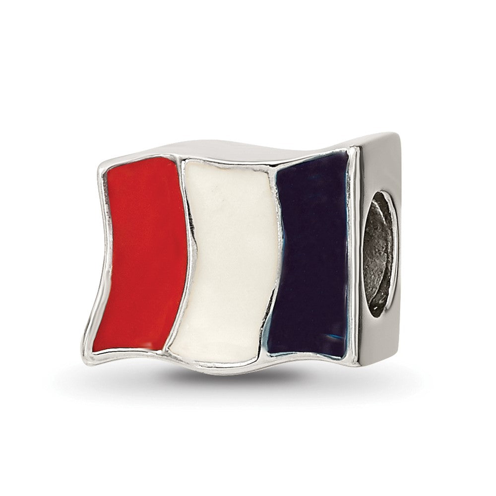 Reflections 925 Sterling Silver Enameled France Flag Bead 7 x 10 mm.