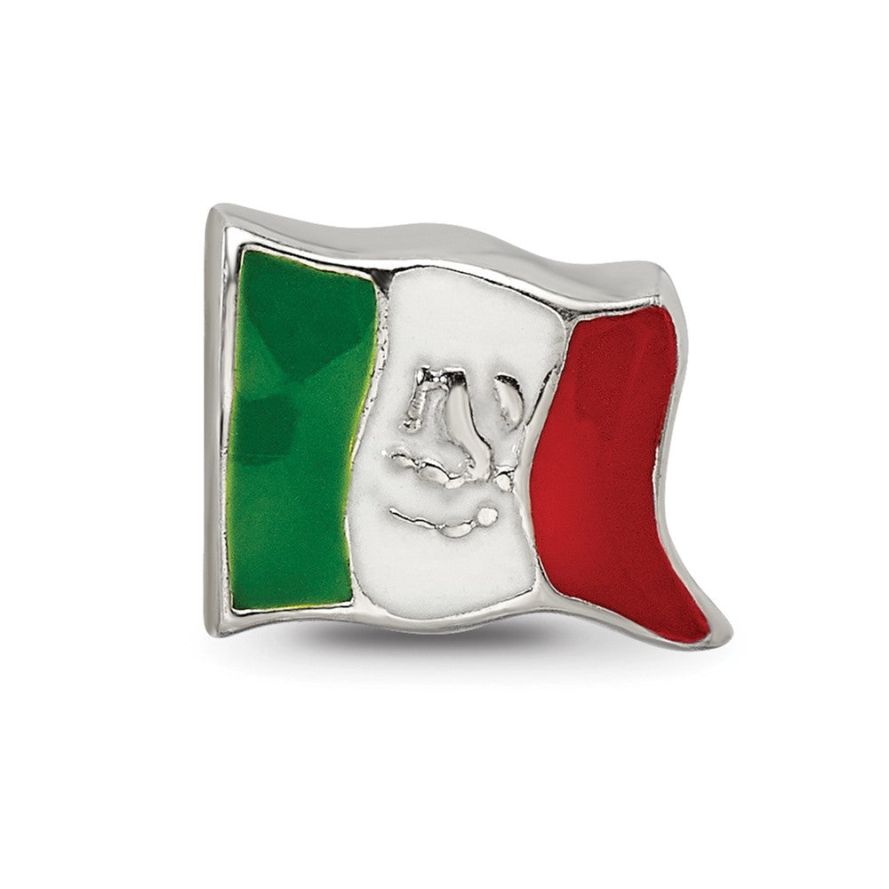 Reflections 925 Sterling Silver Enameled Mexico Flag Bead 7 x 10 mm.