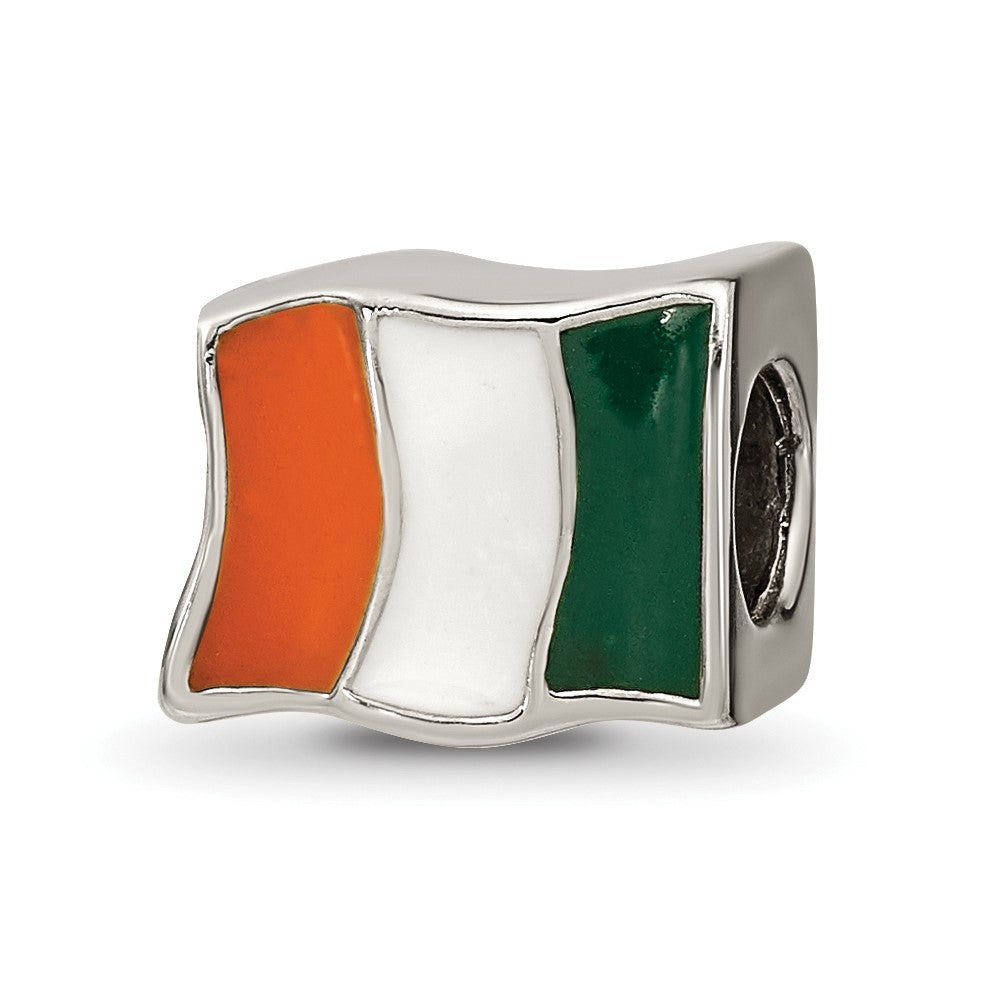 Reflections 925 Sterling Silver Enameled Ireland Flag Bead 7 x 10 mm.