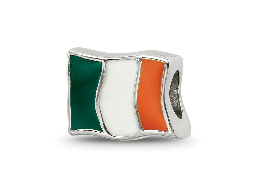 Reflections 925 Sterling Silver Enameled Ireland Flag Bead 7 x 10 mm.