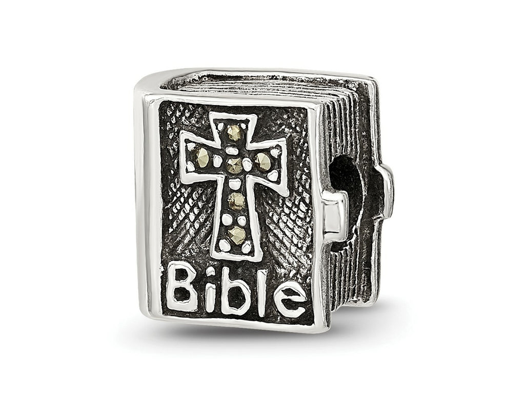 Reflections 925 Sterling Silver Marcasite Cross Bible Bead 10 x 10 mm.