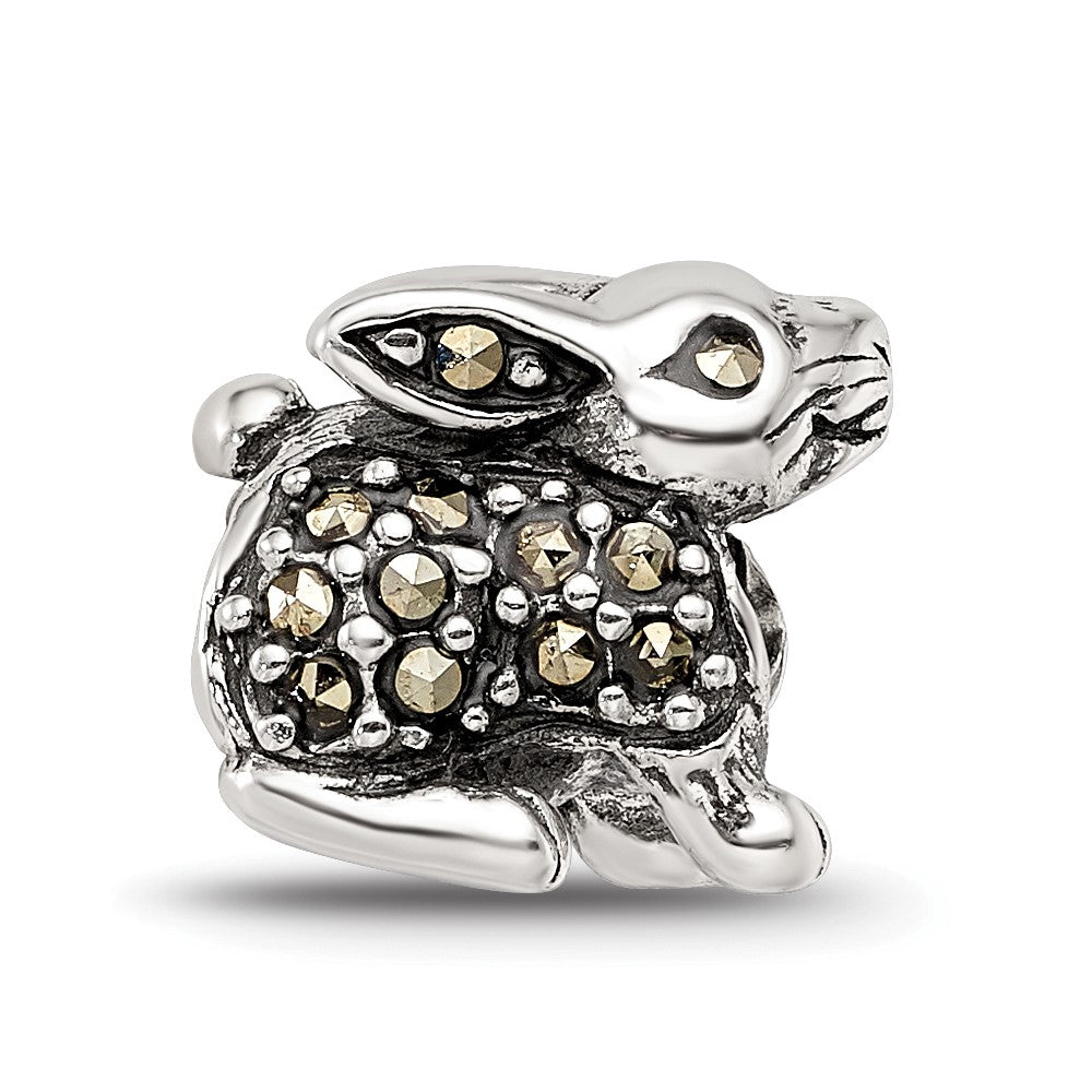 Reflections 925 Sterling Silver Marcasite Rabbit Bead 9 x 10 mm.
