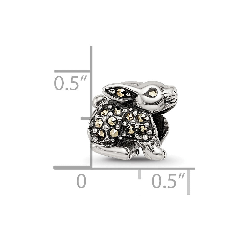 Reflections 925 Sterling Silver Marcasite Rabbit Bead 9 x 10 mm.