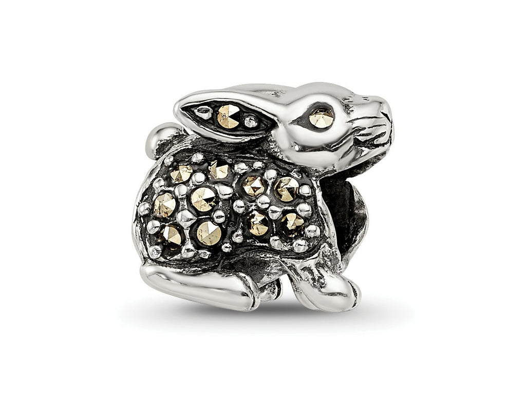Reflections 925 Sterling Silver Marcasite Rabbit Bead 9 x 10 mm.