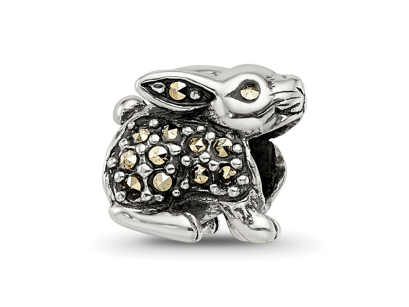 Reflections 925 Sterling Silver Marcasite Rabbit Bead 9 x 10 mm.