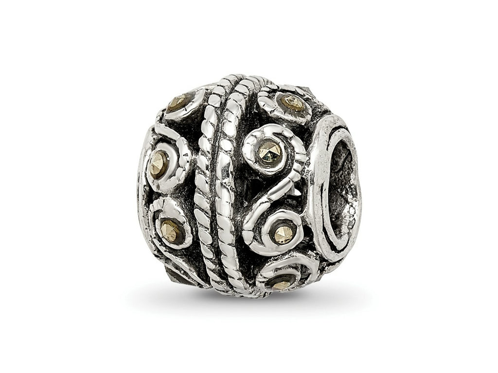 Reflections 925 Sterling Silver Marcasite Bali Bead 10 x 9 mm.