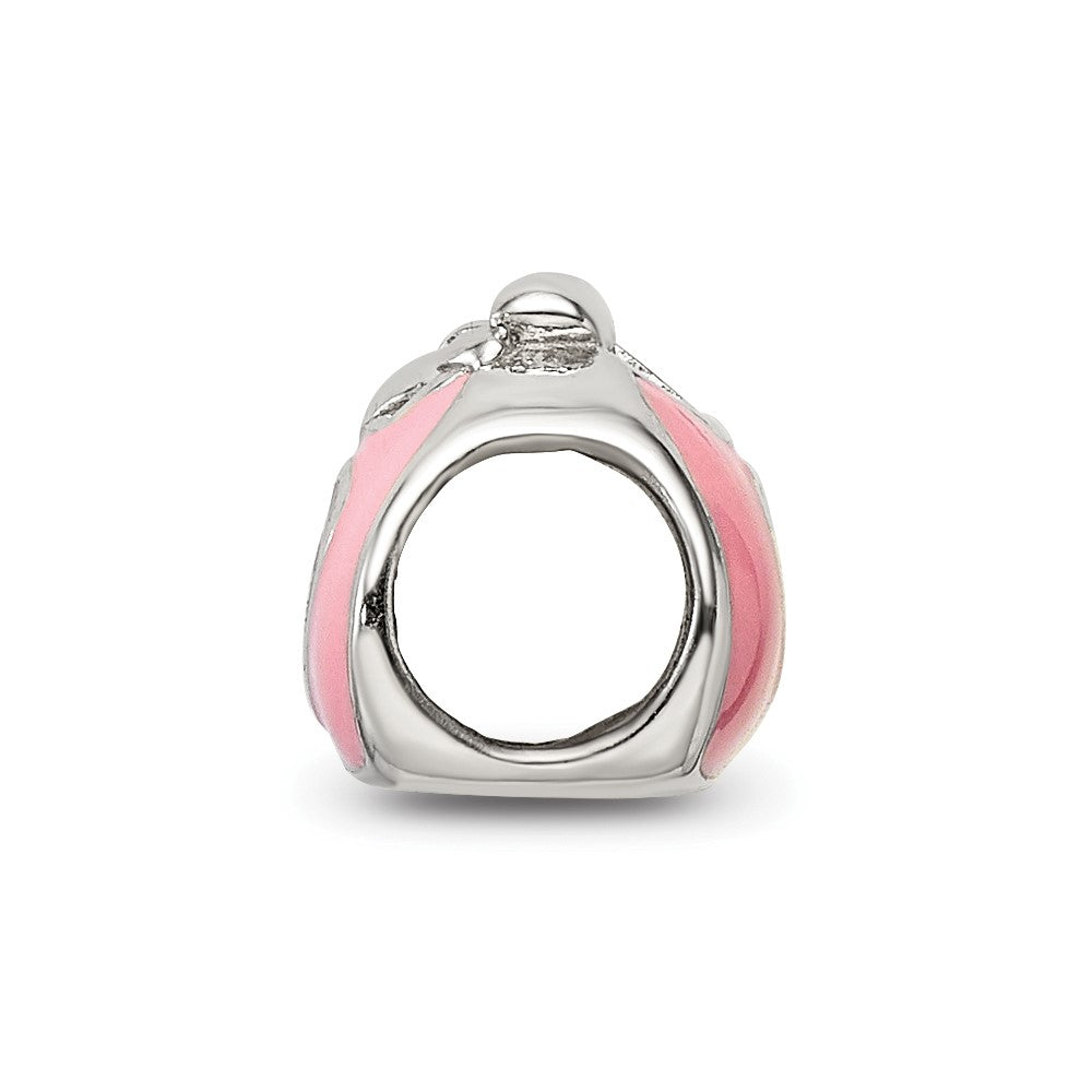 Reflections 925 Sterling Silver Pink/Red Enameled Purse Bead 8 x 8 mm