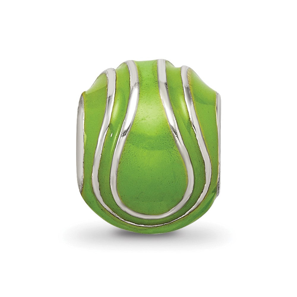 Reflections 925 Sterling Silver Enameled Tennis Ball Bead 9 x 8 mm