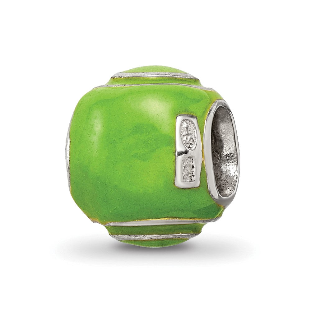 Reflections 925 Sterling Silver Enameled Tennis Ball Bead 9 x 8 mm