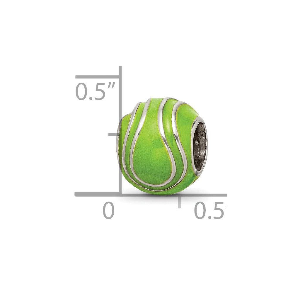 Reflections 925 Sterling Silver Enameled Tennis Ball Bead 9 x 8 mm