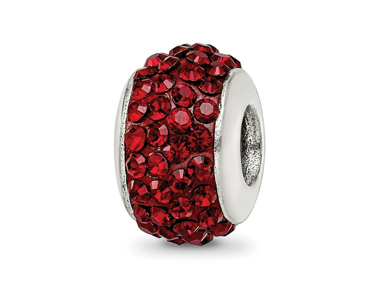 Reflections 925 Sterling Silver Dark Maroon Full Preciosa Crystal Bead 12 x 8 mm