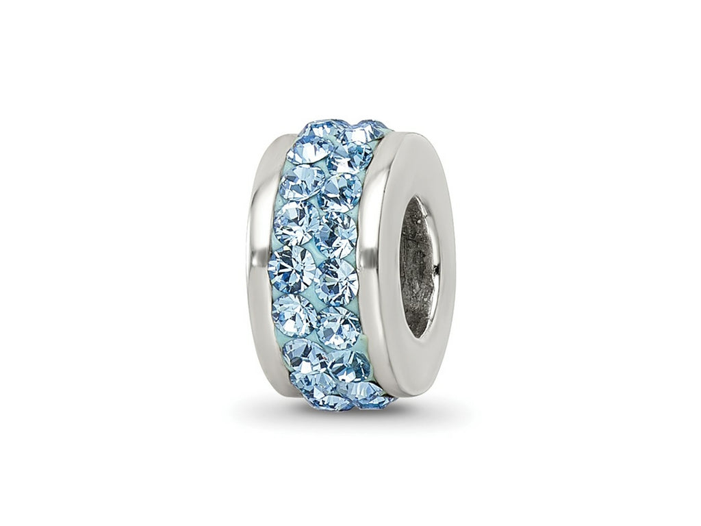 Reflections 925 Sterling Silver Sky Blue Double Row Preciosa Crystal Bead 10 x 4 mm