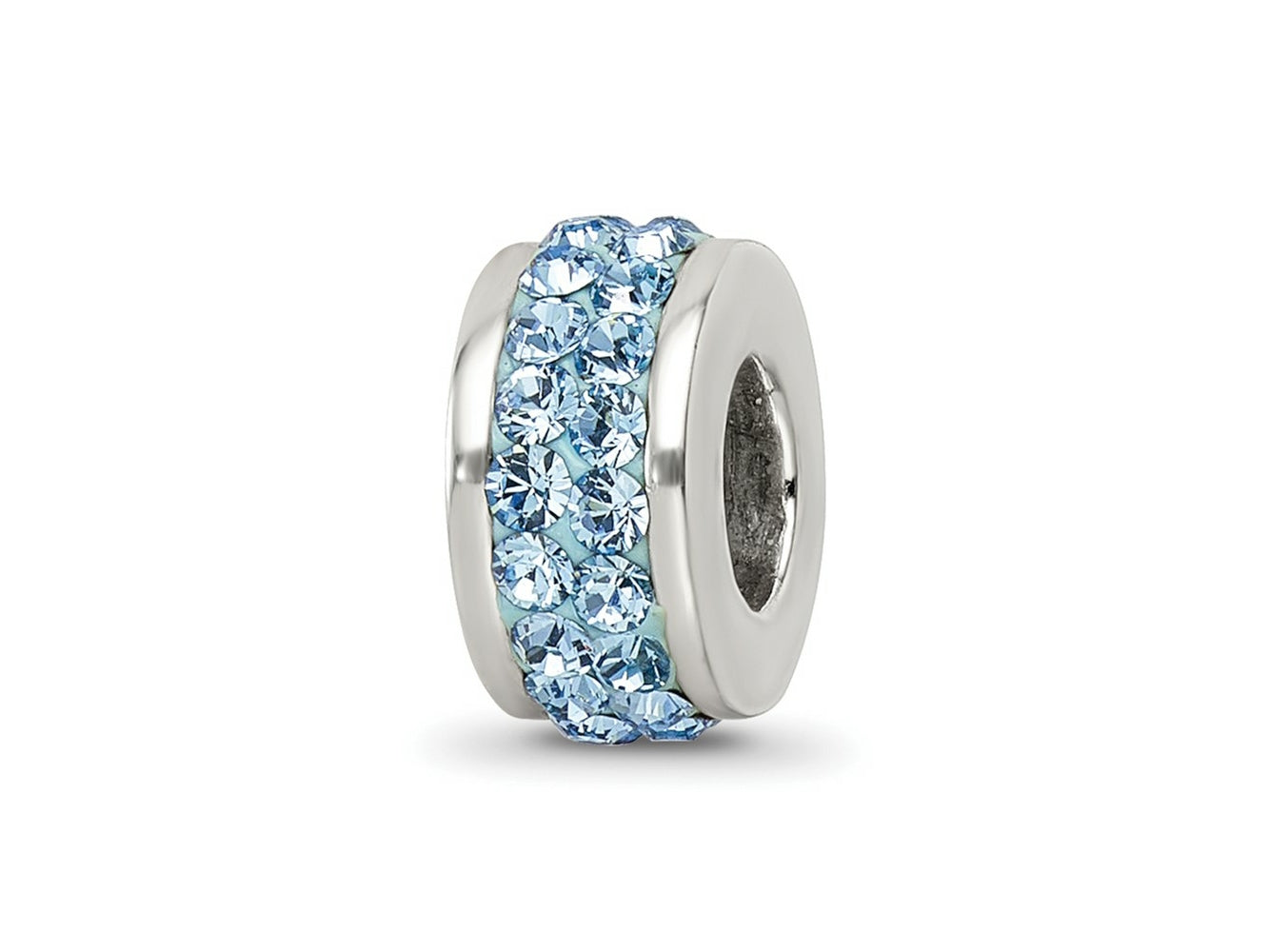 Reflections 925 Sterling Silver Sky Blue Double Row Preciosa Crystal Bead 10 x 4 mm