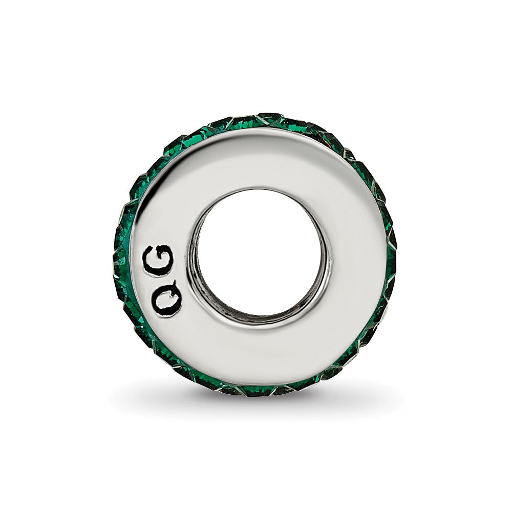 Reflections 925 Sterling Silver Green Double Row Preciosa Crystal Bead 10 x 4 mm