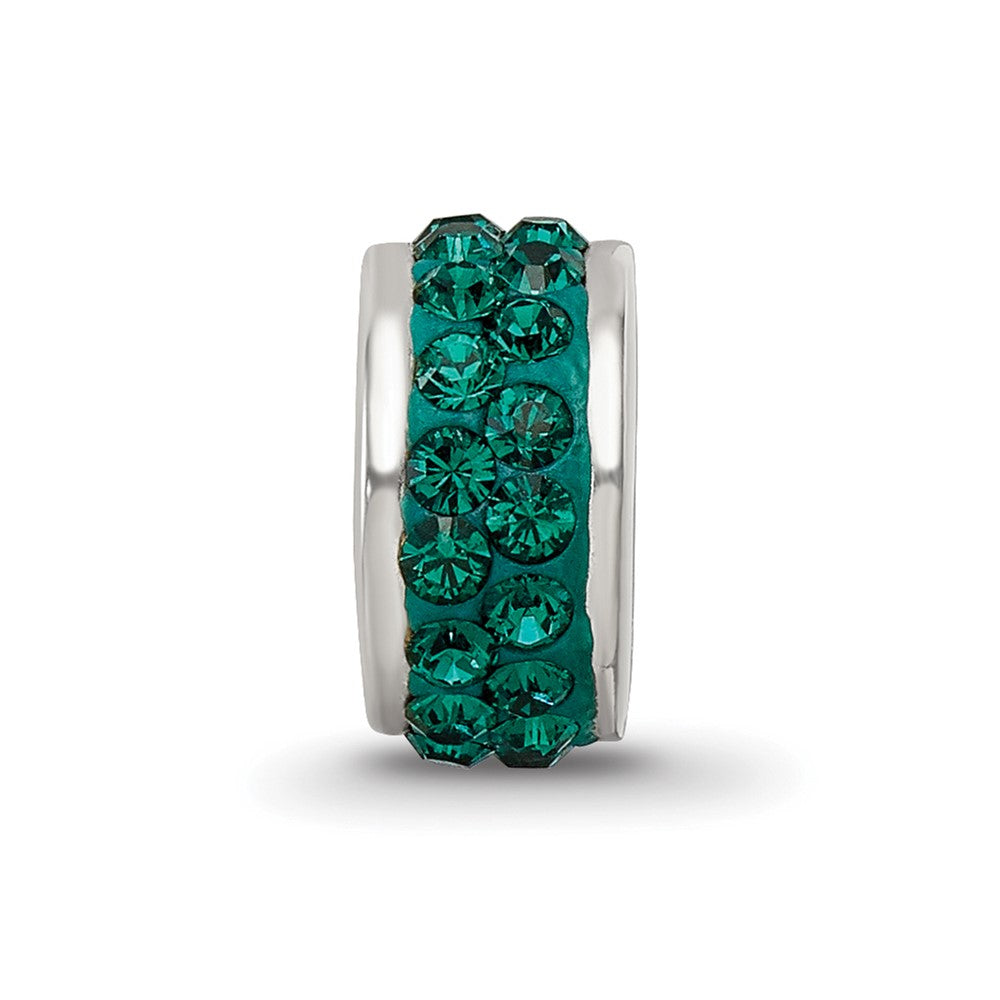 Reflections 925 Sterling Silver Green Double Row Preciosa Crystal Bead 10 x 4 mm