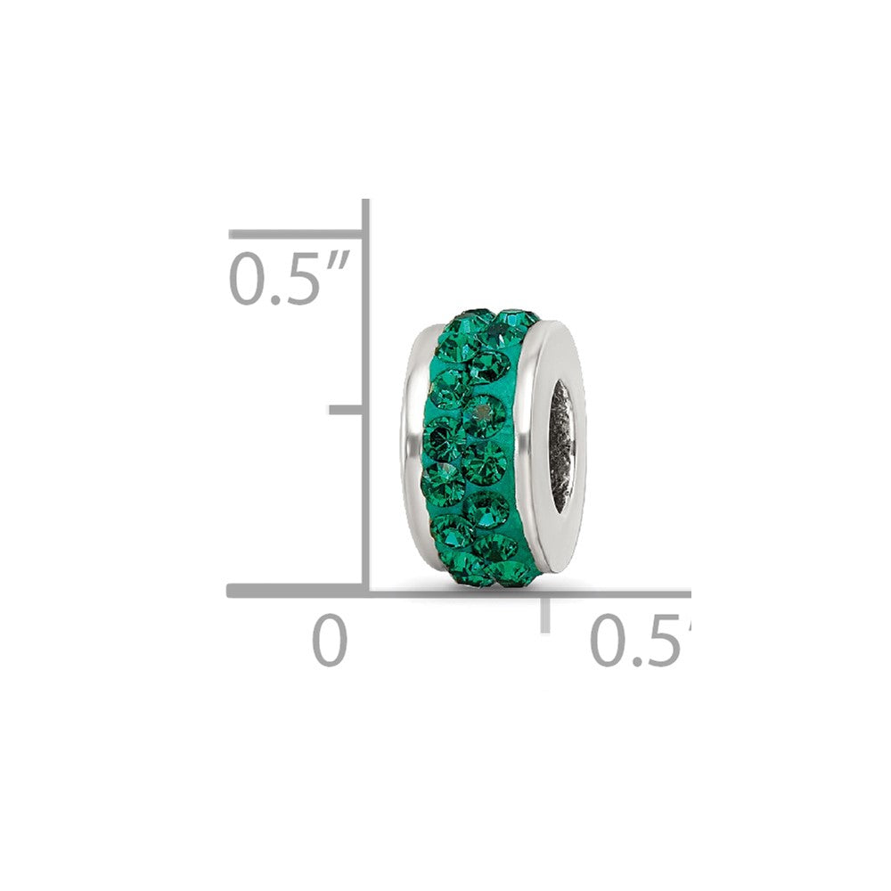 Reflections 925 Sterling Silver Green Double Row Preciosa Crystal Bead 10 x 4 mm