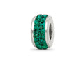 Reflections 925 Sterling Silver Green Double Row Preciosa Crystal Bead 10 x 4 mm