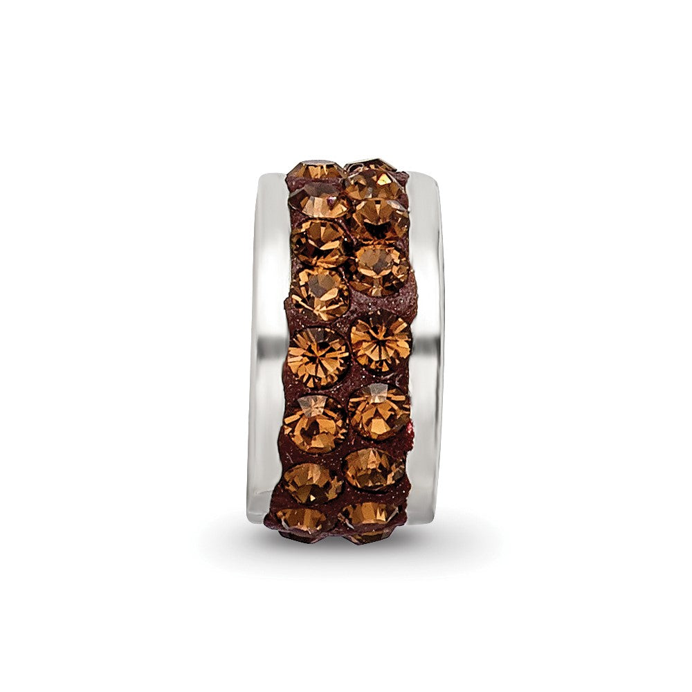 Reflections 925 Sterling Silver Brown Double Row Preciosa Crystal Bead 10 x 4 mm