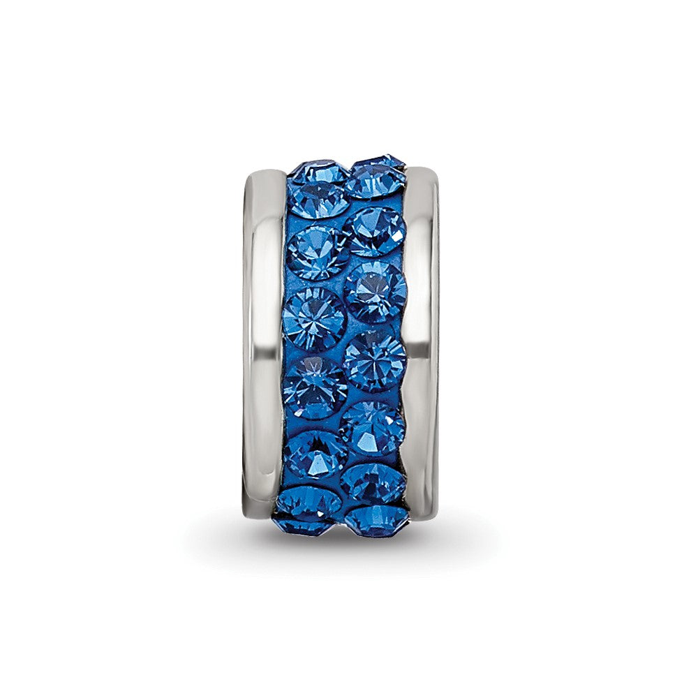 Reflections 925 Sterling Silver Blue Double Row Preciosa Crystal Bead 10 x 4 mm