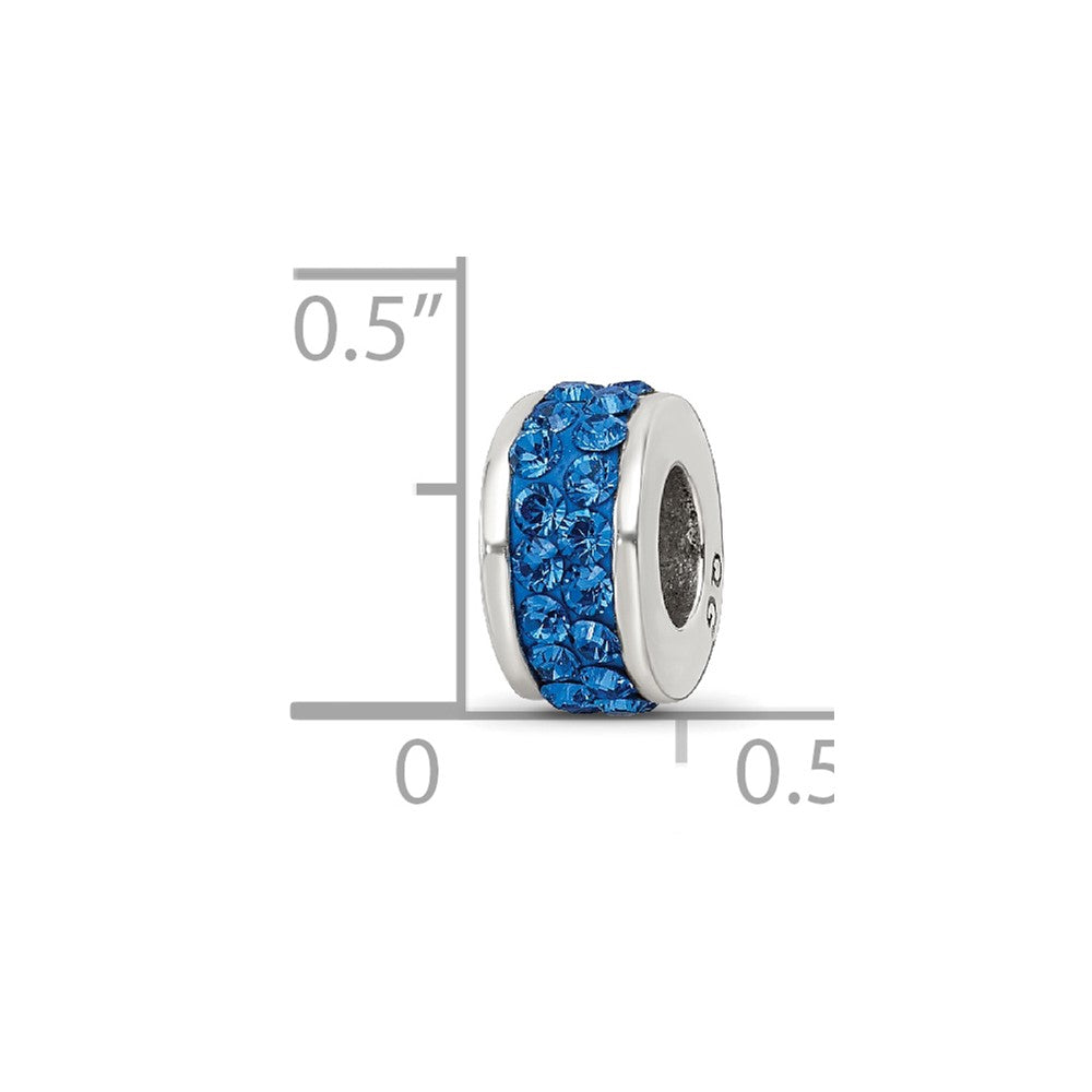 Reflections 925 Sterling Silver Blue Double Row Preciosa Crystal Bead 10 x 4 mm