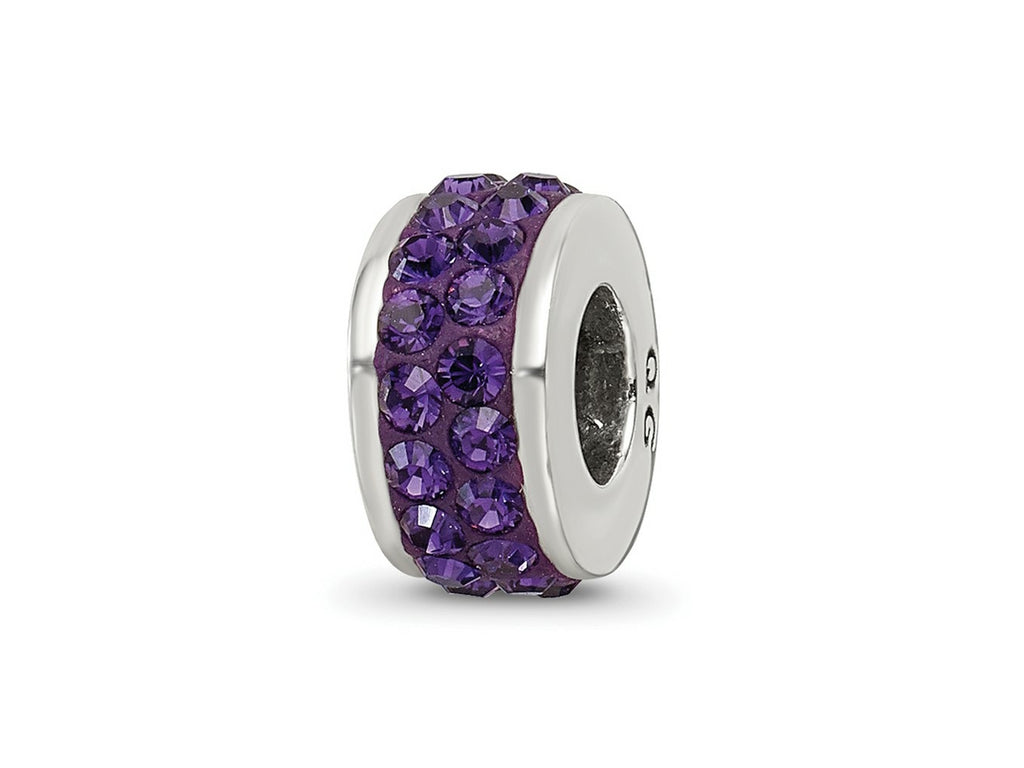 Reflections 925 Sterling Silver Purple Double Row Preciosa Crystal Bead 10 x 4 mm