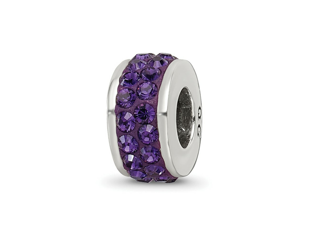 Reflections 925 Sterling Silver Purple Double Row Preciosa Crystal Bead 10 x 4 mm