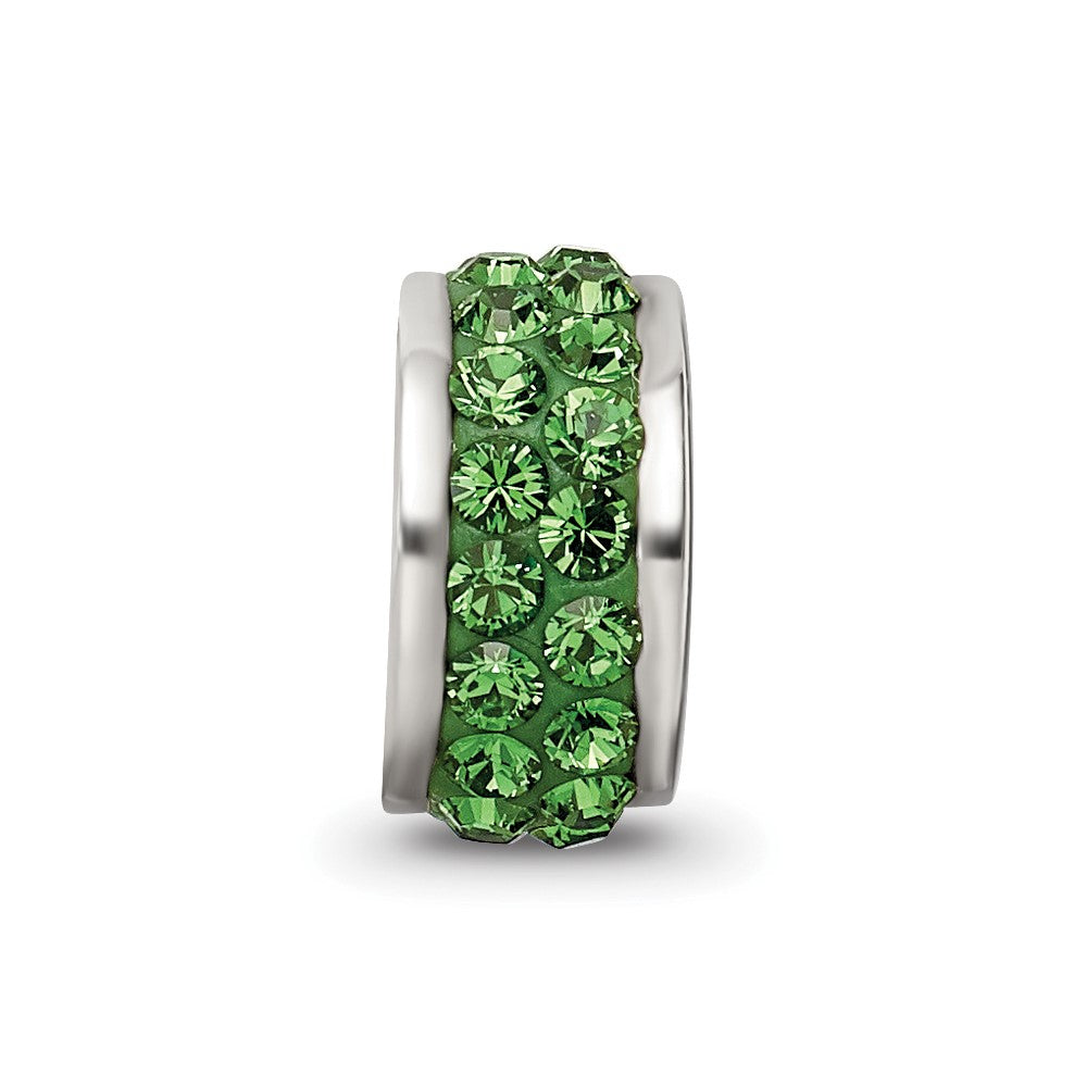 Reflections 925 Sterling Silver Green Double Row Preciosa Crystal Bead 10 x 4 mm