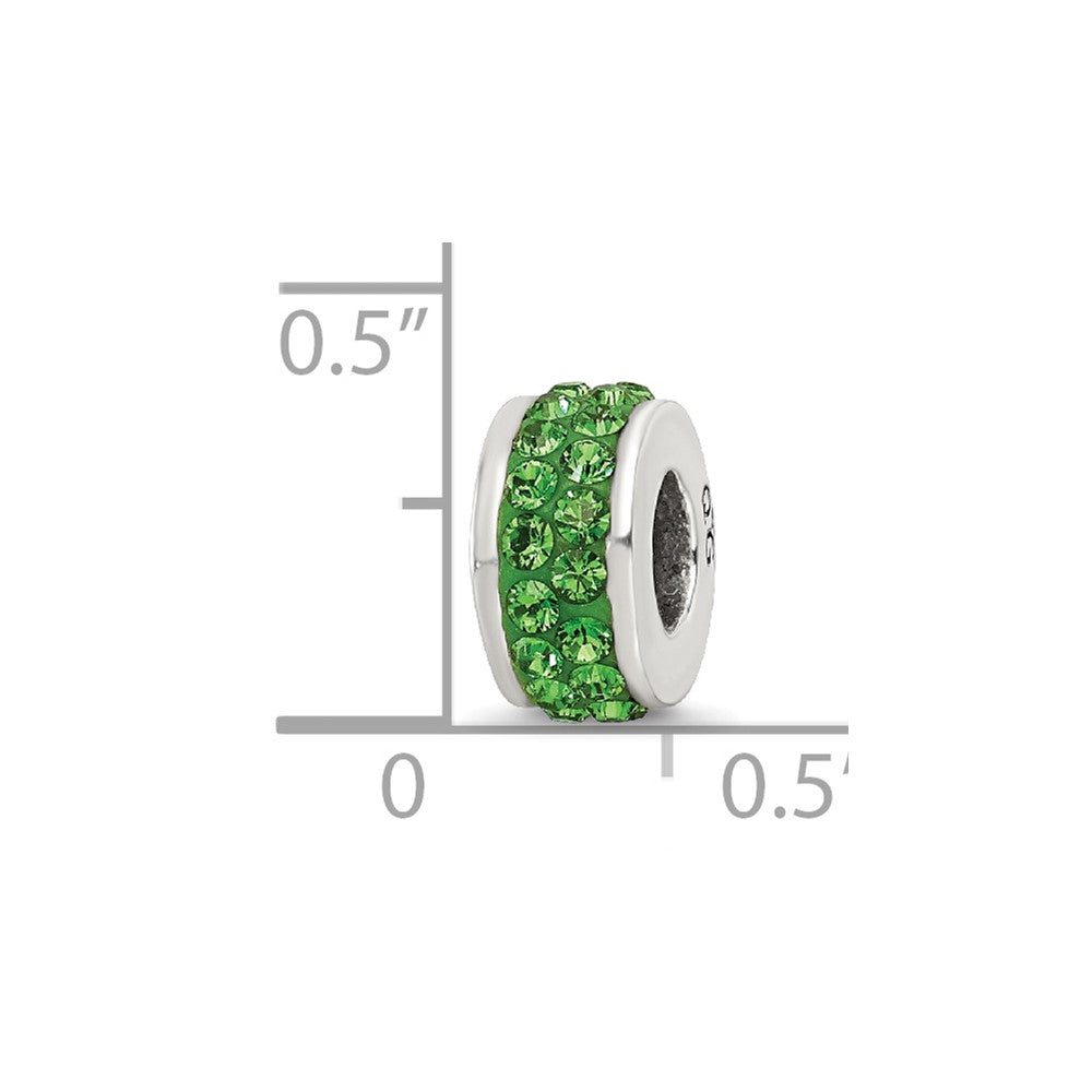 Reflections 925 Sterling Silver Green Double Row Preciosa Crystal Bead 10 x 4 mm
