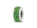 Reflections 925 Sterling Silver Green Double Row Preciosa Crystal Bead 10 x 4 mm