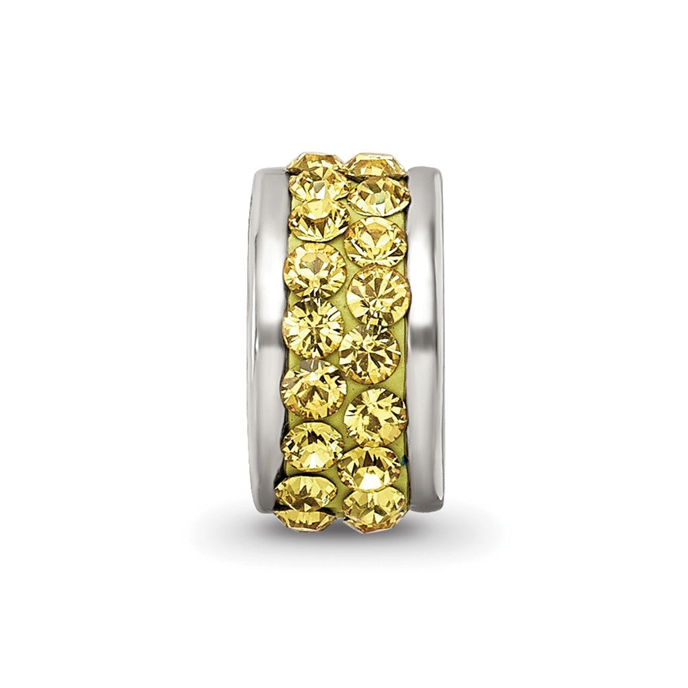 Reflections 925 Sterling Silver Yellow Double Row Preciosa Crystal Bead 10 x 4 mm