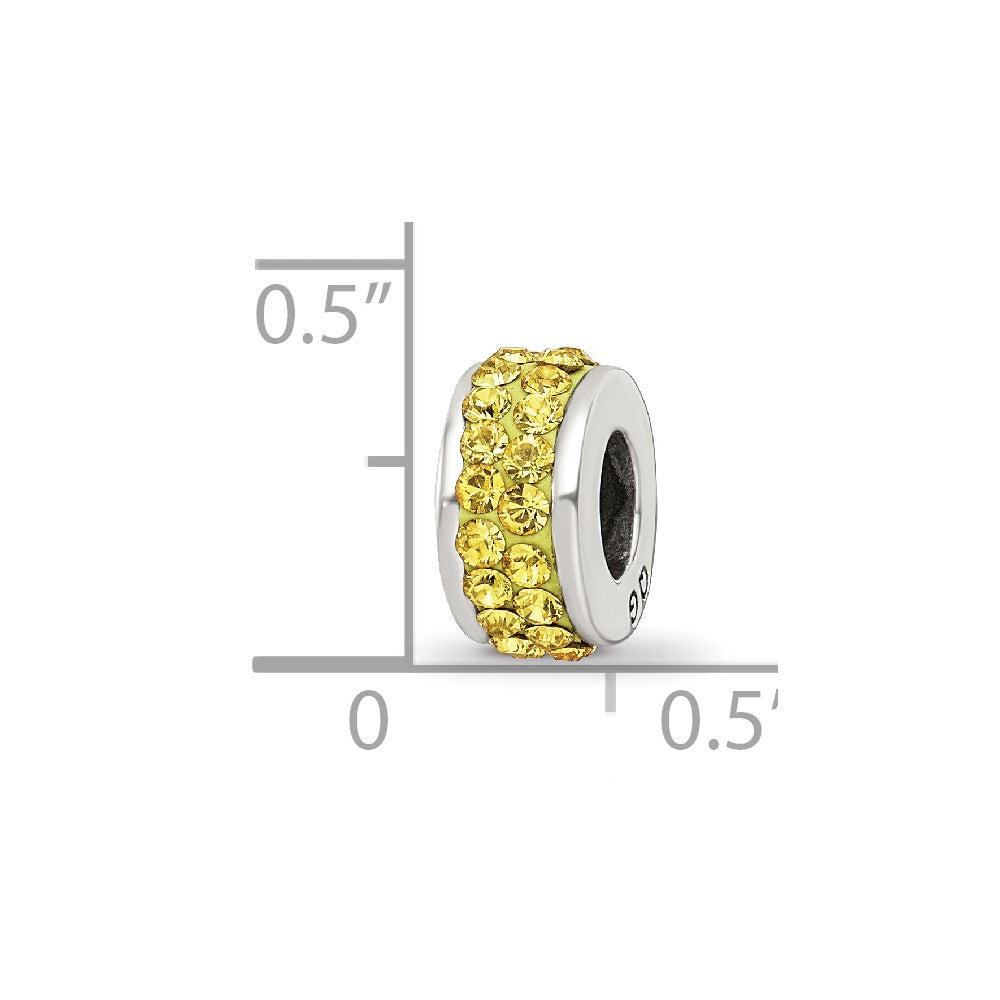 Reflections 925 Sterling Silver Yellow Double Row Preciosa Crystal Bead 10 x 4 mm