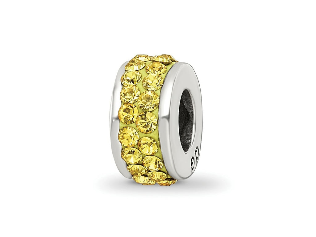 Reflections 925 Sterling Silver Yellow Double Row Preciosa Crystal Bead 10 x 4 mm