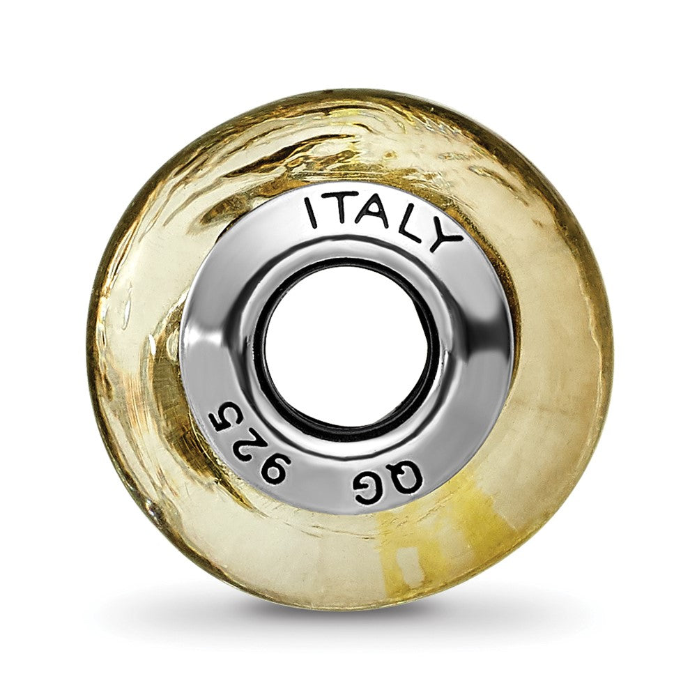 Reflections 925 Sterling Silver Black/ Italian Murano Glass Bead 13 x 7 mm