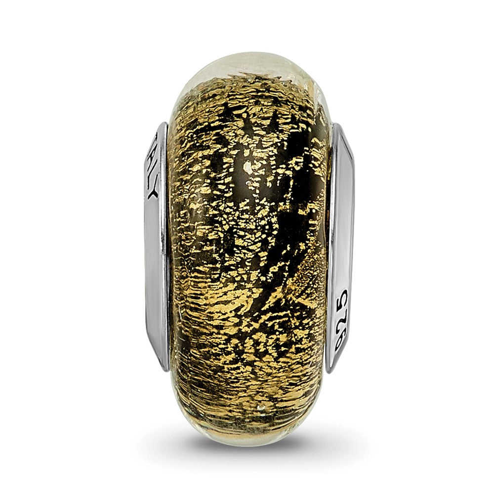 Reflections 925 Sterling Silver Black/ Italian Murano Glass Bead 13 x 7 mm