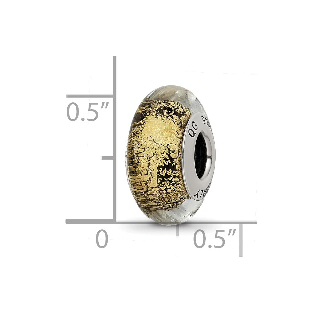 Reflections 925 Sterling Silver Black/ Italian Murano Glass Bead 13 x 7 mm
